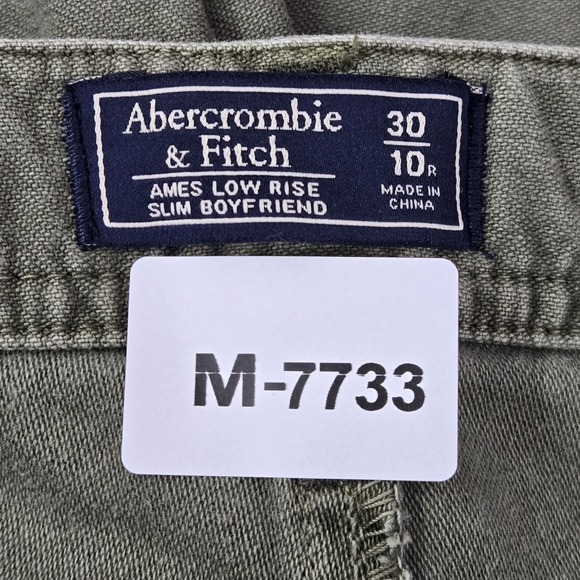 Abercrombie & Fitch Women Pants 30 10R Green Floral AMES LOW RISE Slim Boyfriend - Picture 2 of 13